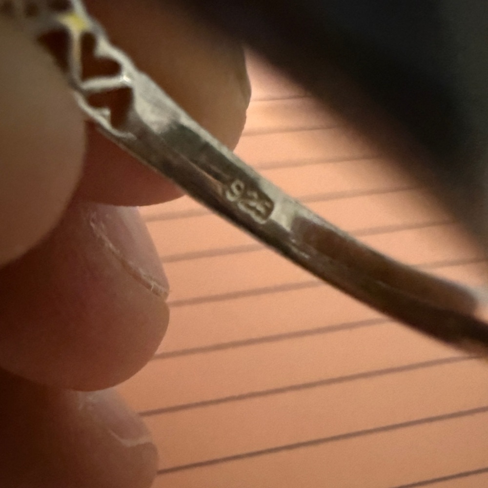 Source Unknown Silver Heart Pattern Ring - image 4